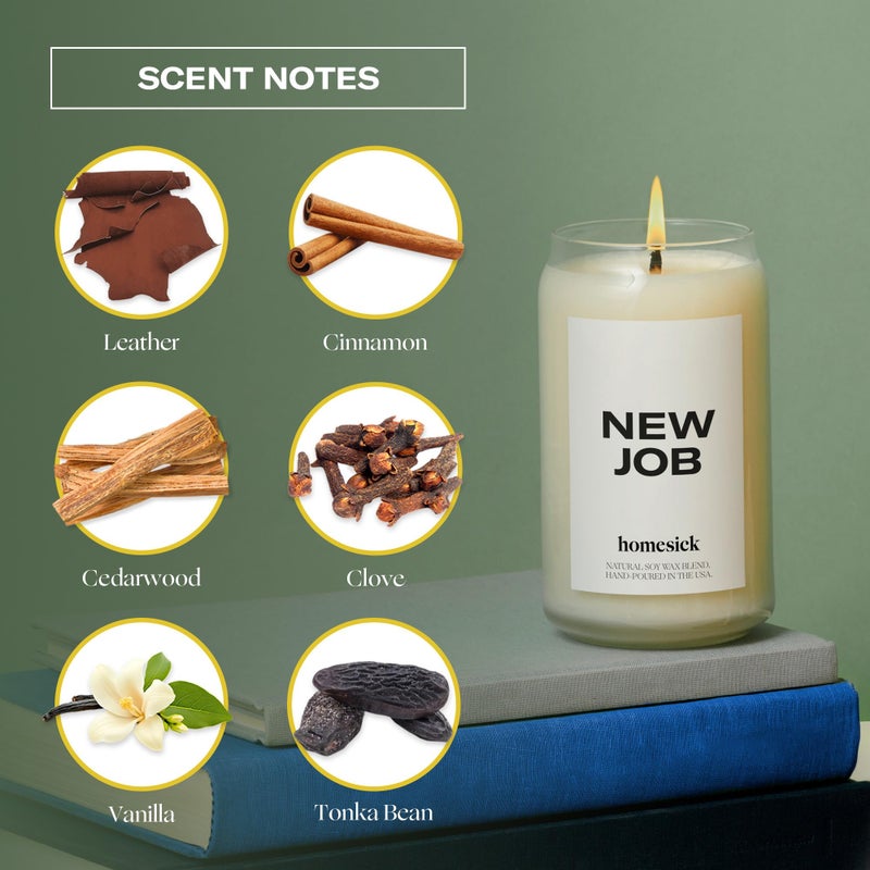 Homesick New Job Scented Candle - 13.75 oz Leather & Cinnamon Scented Natural Soy Wax Blend, Coworker Leaving Gifts for Friends, Goodbye, Going Away, New Beginnings & Congrats on New Job Candle Gift - Image 3